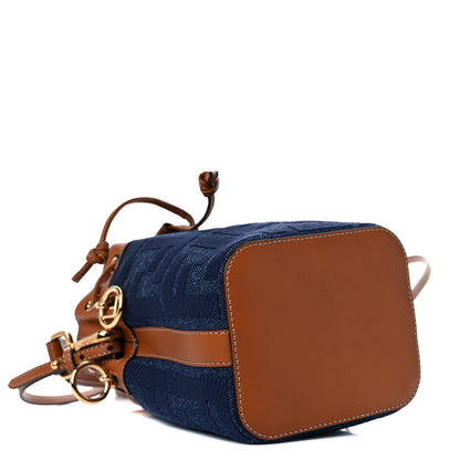 Fendi Denim Vitello King F is Fendi FF Embroidered Mini Mon Tresor Bucket Bag Blue Cuoio 4 of 10