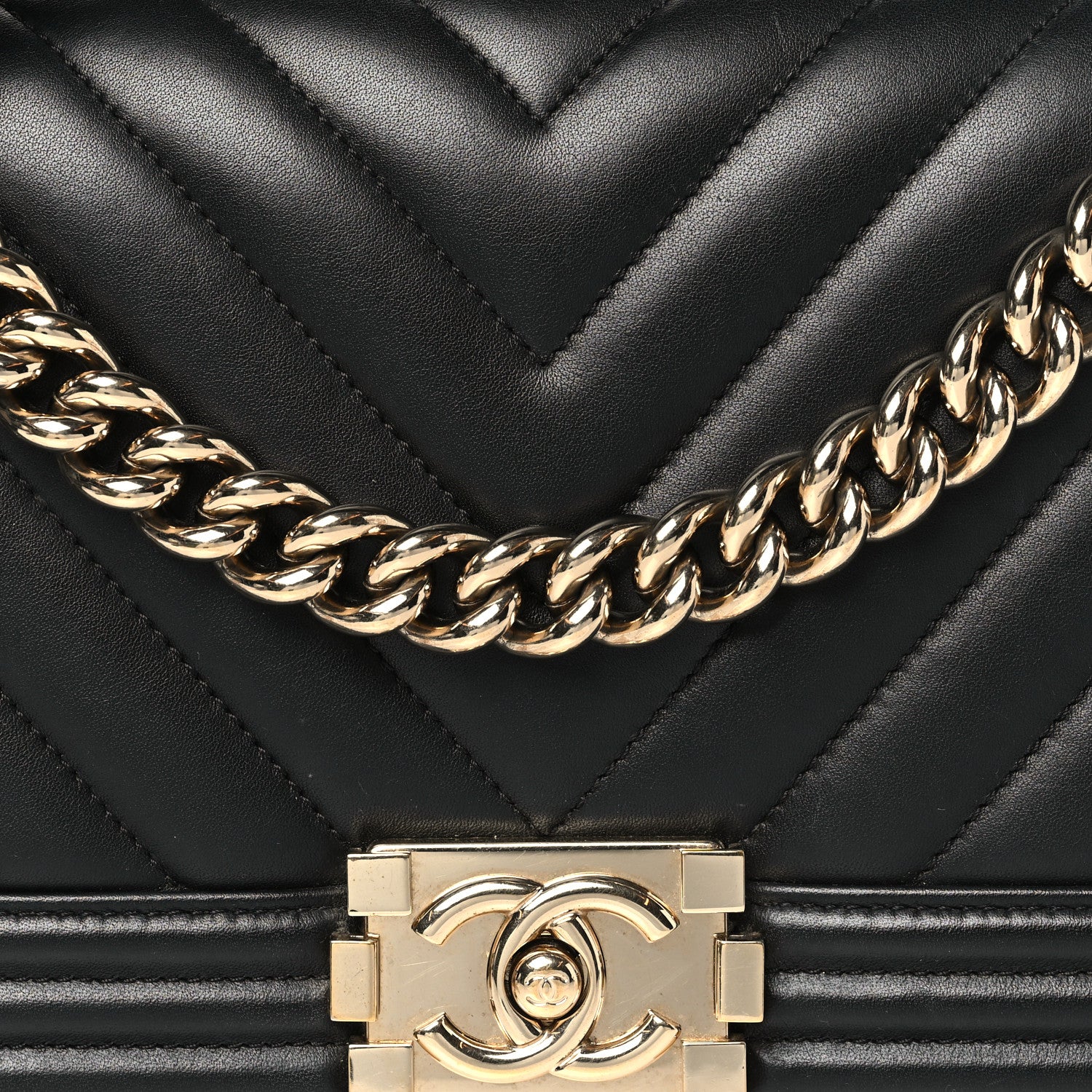 Chanel Lambskin Chevron Quilted Medium Boy Flap Black 8 of 10