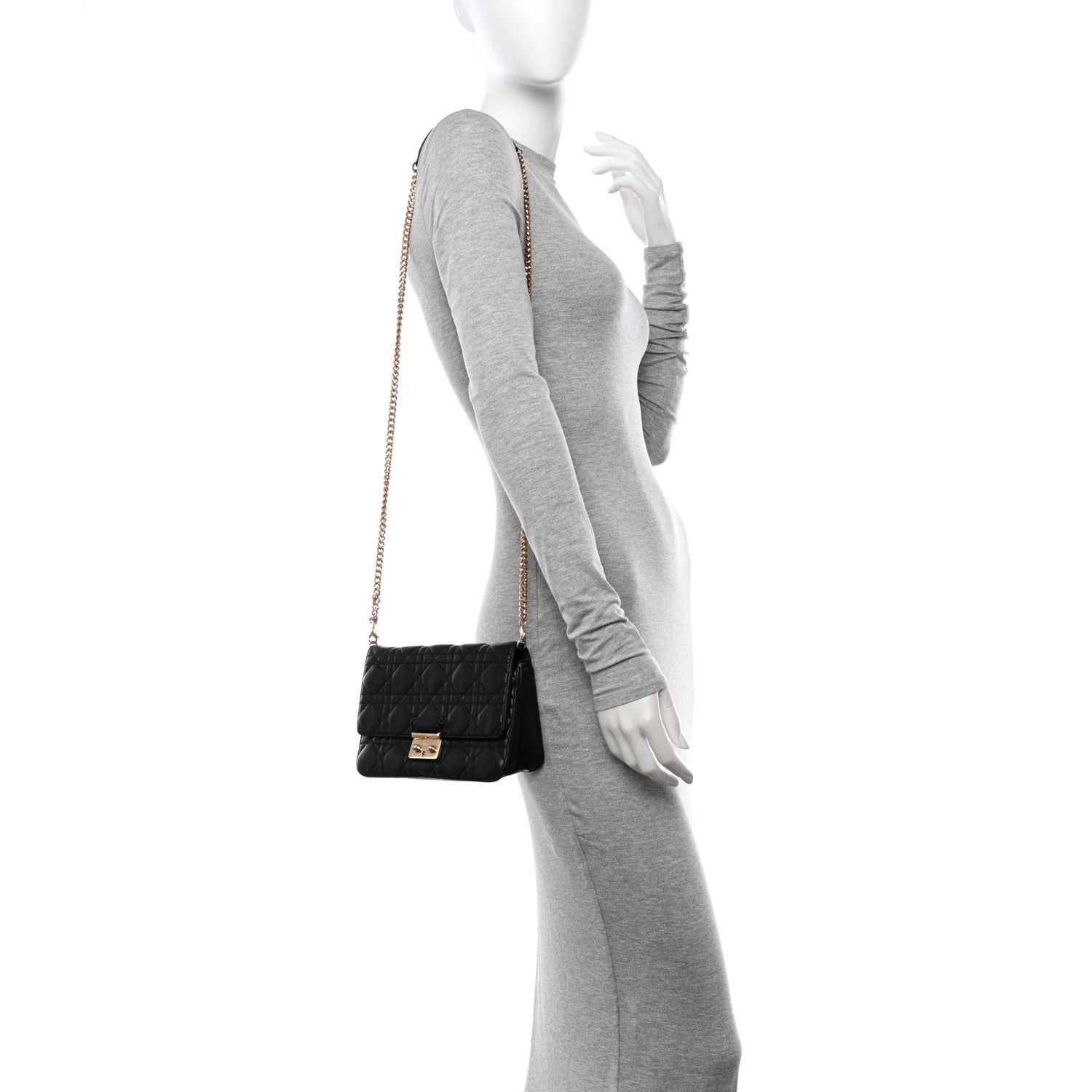 Christian Dior Lambskin Cannage Miss Dior Promenade Pouch Black 2 of 15