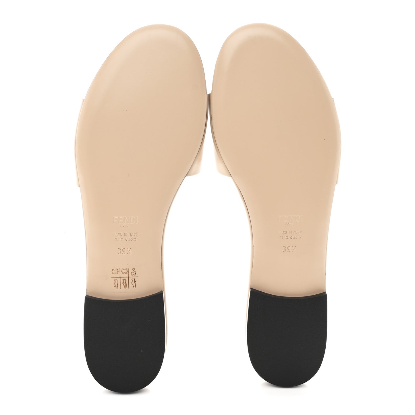 Vitello Cuoio Baguette Flat Slide Sandals 39.5 Poudre