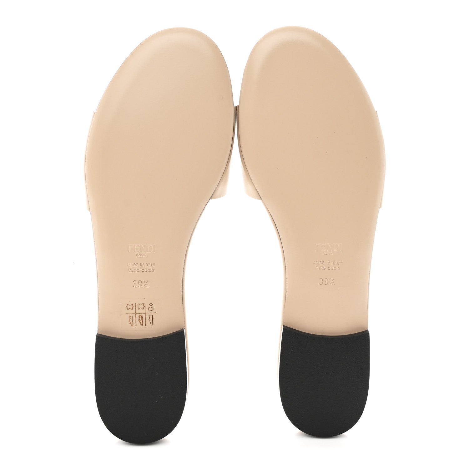 Fendi Vitello Cuoio Baguette Flat Slide Sandals 39.5 Poudre 6 of 9
