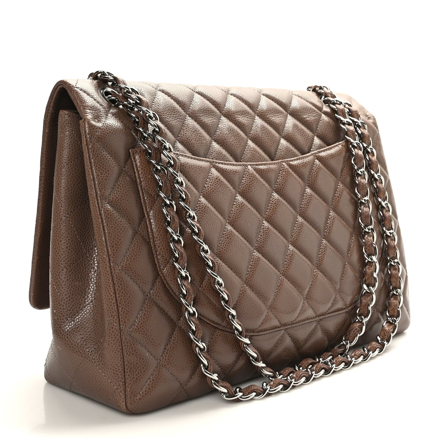 Caviar Quilted Maxi Single Flap Taupe