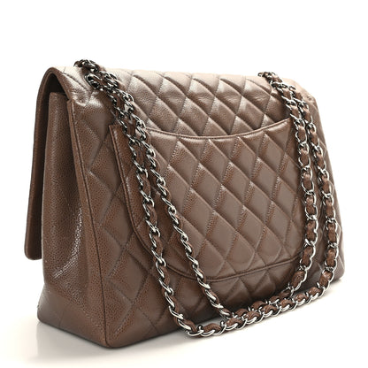 Chanel Caviar Quilted Maxi Single Flap Taupe 3 of 9