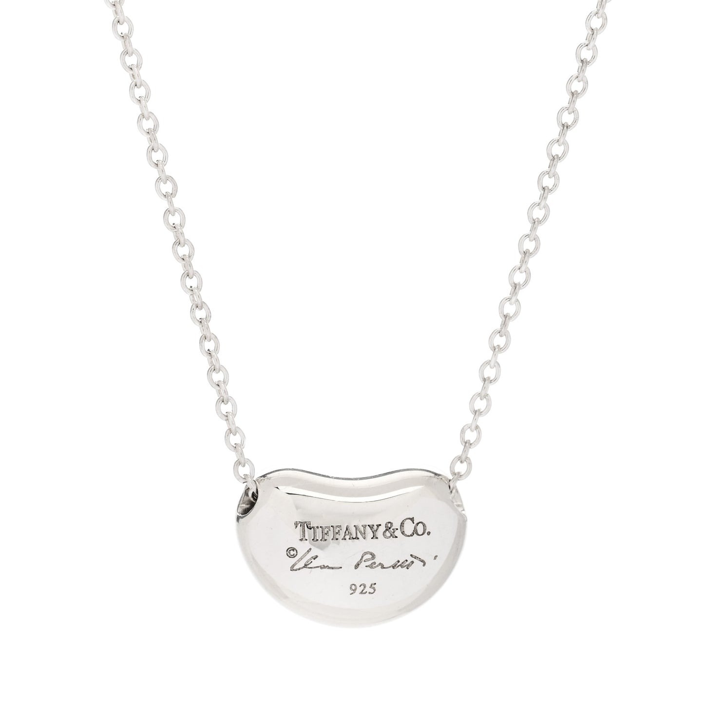 Sterling Silver 12mm Elsa Peretti Bean Pendant Necklace