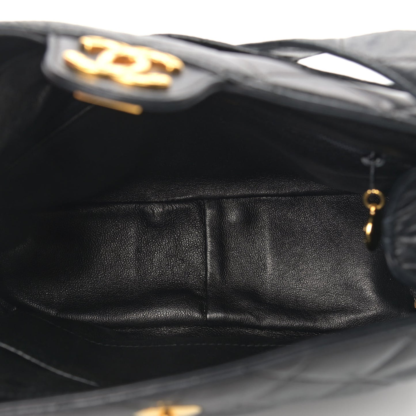 Lambskin Quilted Flap Shoulder Bag Black