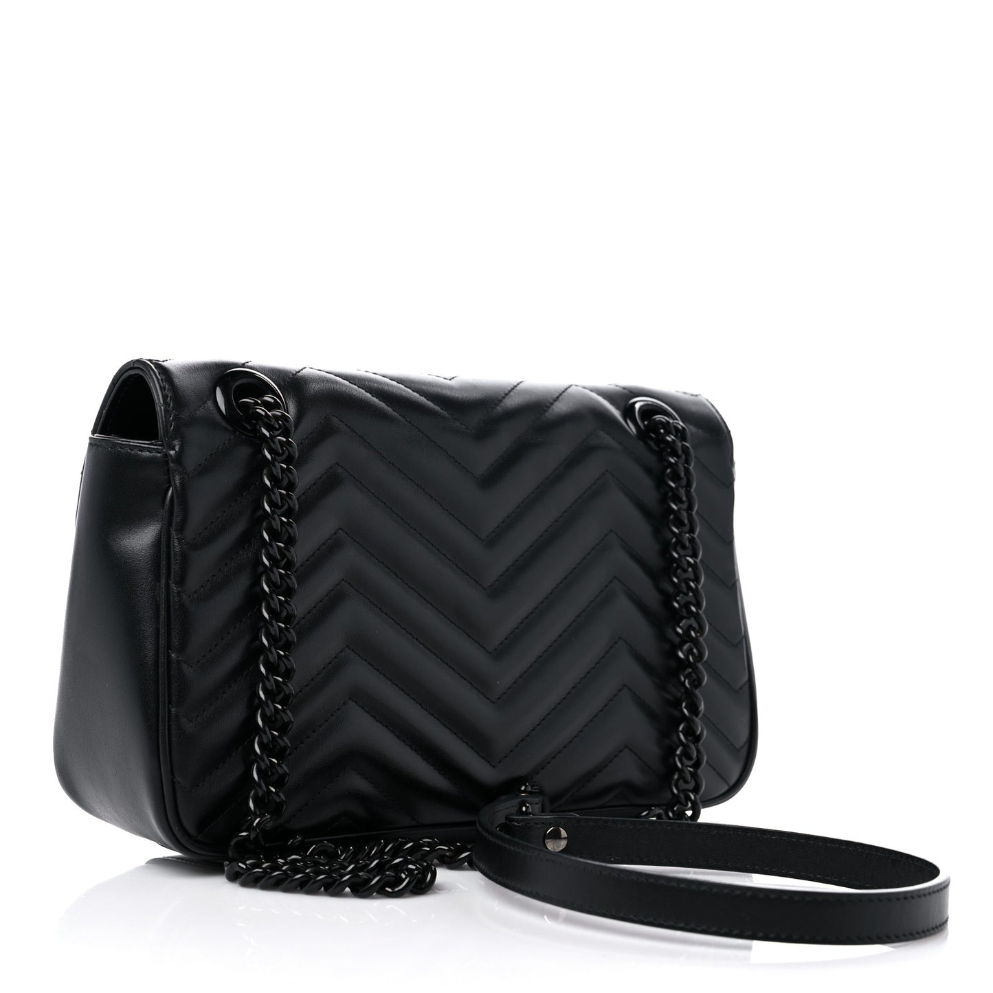 Calfskin Matelasse Monochrome Small GG Marmont Shoulder Bag Black