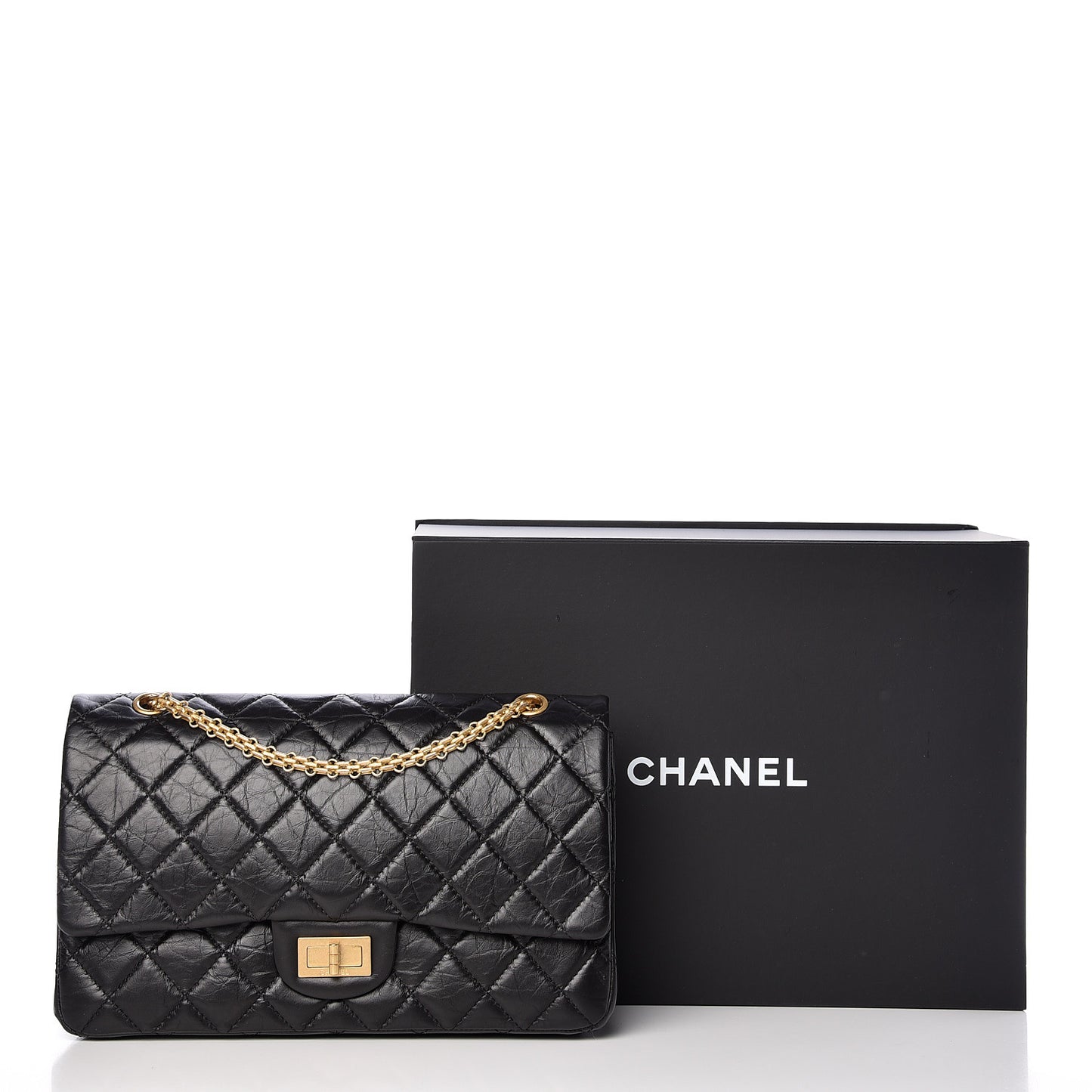 Aged Calfskin Quilted 2.55 Reissue 227 Flap Black