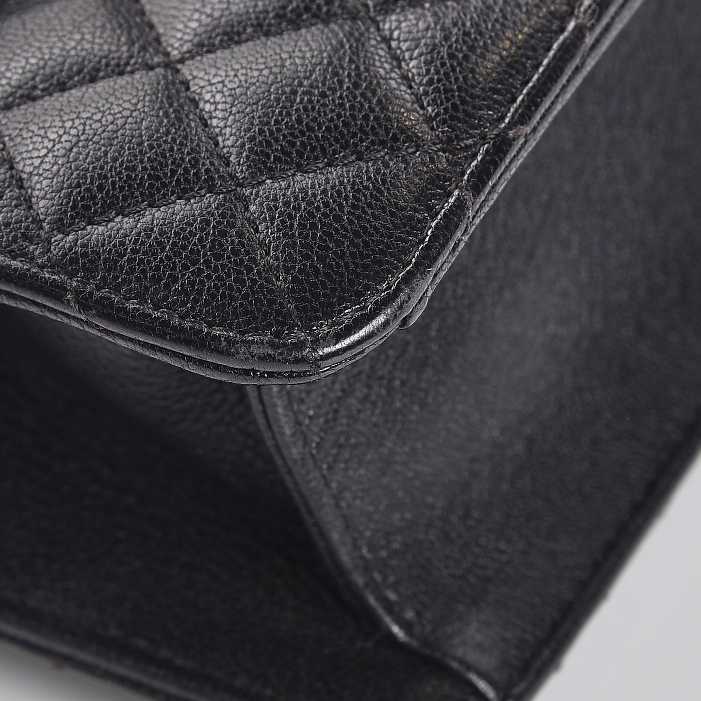 Goatskin Quilted Small CC University Top Handle Flap Black
