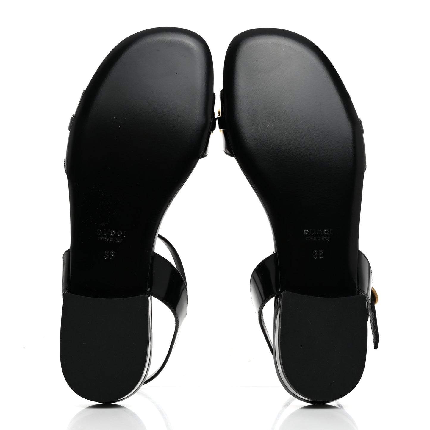 Patent Regent Horsebit Sandals 36 Black