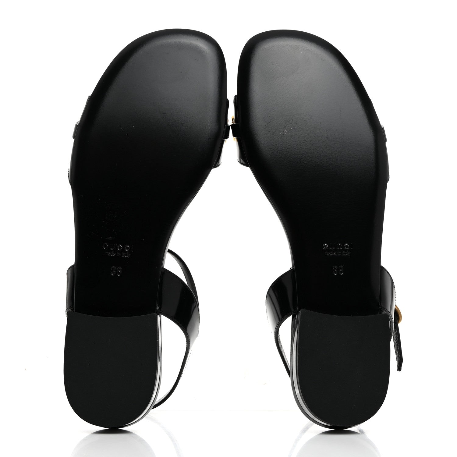Gucci Patent Regent Horsebit Sandals 36 Black 5 of 8