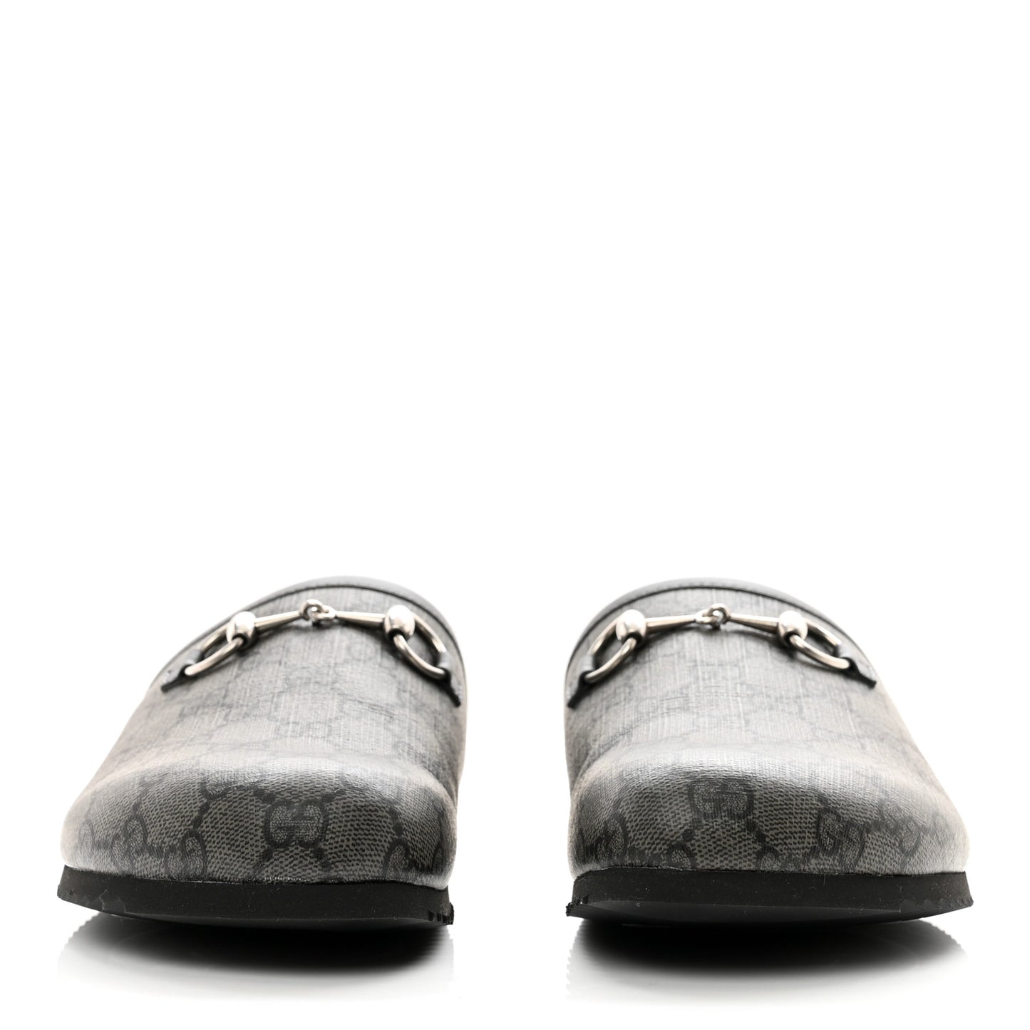 GG Supreme Monogram Granada Kid Mens Horsebit Lug Sole Mules 8 Grey Black