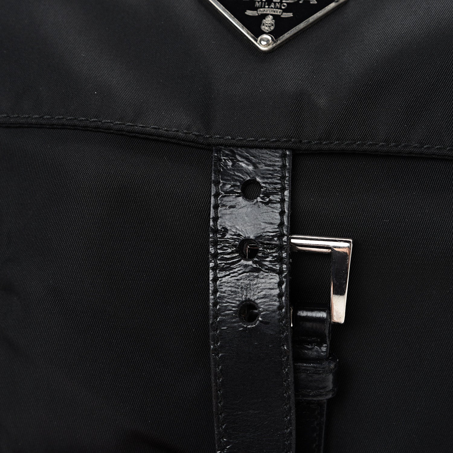 Prada Tessuto Nylon Single Buckle Messenger Bag Black 9 of 13