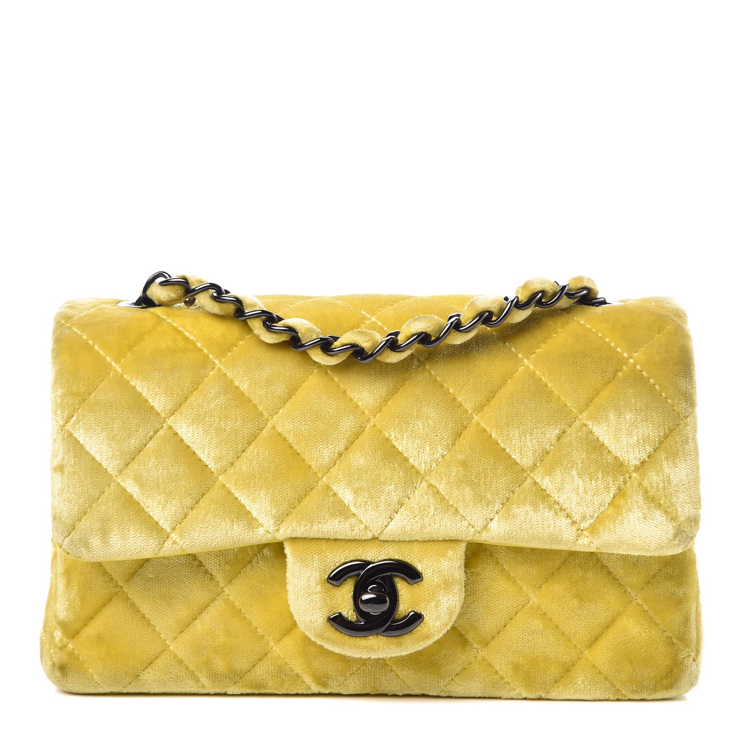 Chanel Velvet Quilted Mini Rectangular Flap Yellow 1 of 11