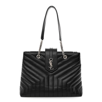 Saint Laurent Calfskin Y Quilted Monogram Large Loulou Shopper Black 1 of 10