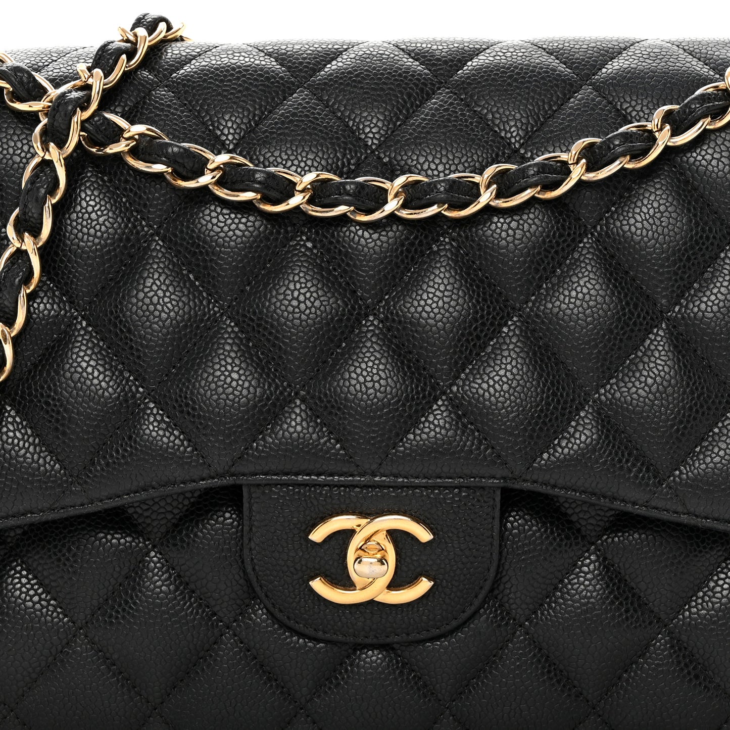 Caviar Quilted Jumbo Double Flap Black