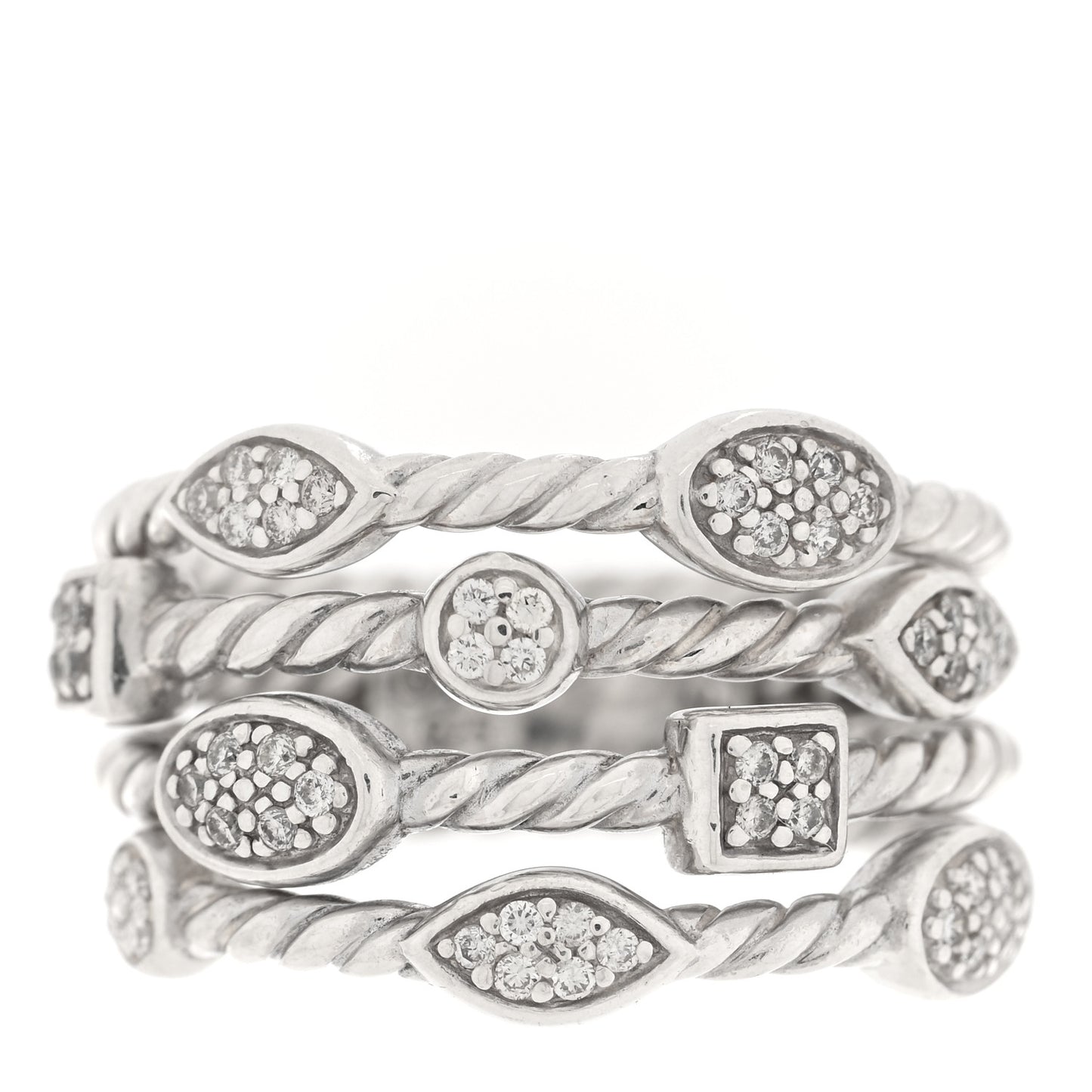 Sterling Silver Diamond Confetti 4 Row Ring 54 7