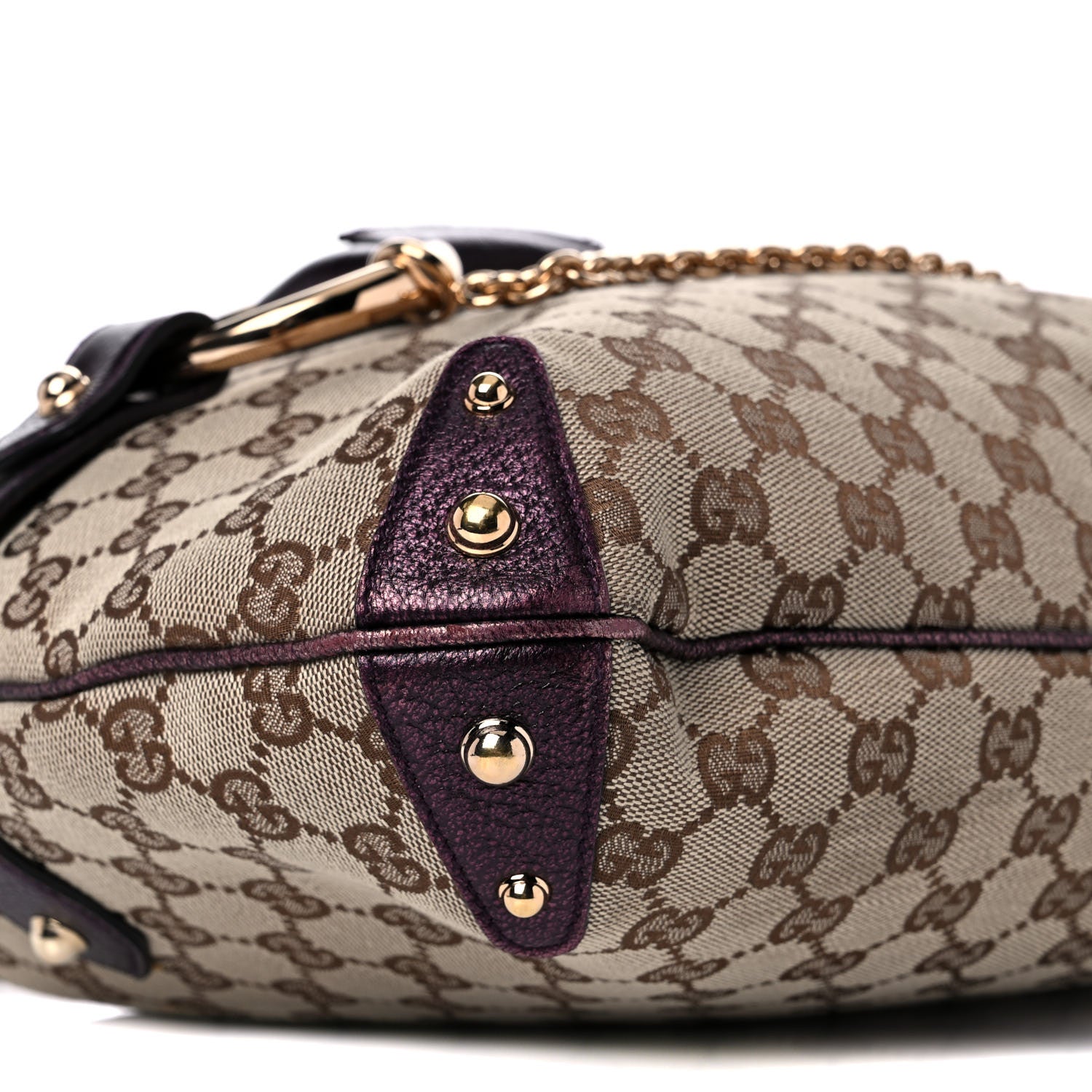 Gucci Metallic Monogram Horsebit Chain Hobo Purple 8 of 11
