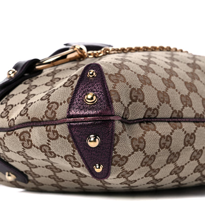Gucci Metallic Monogram Horsebit Chain Hobo Purple 8 of 11
