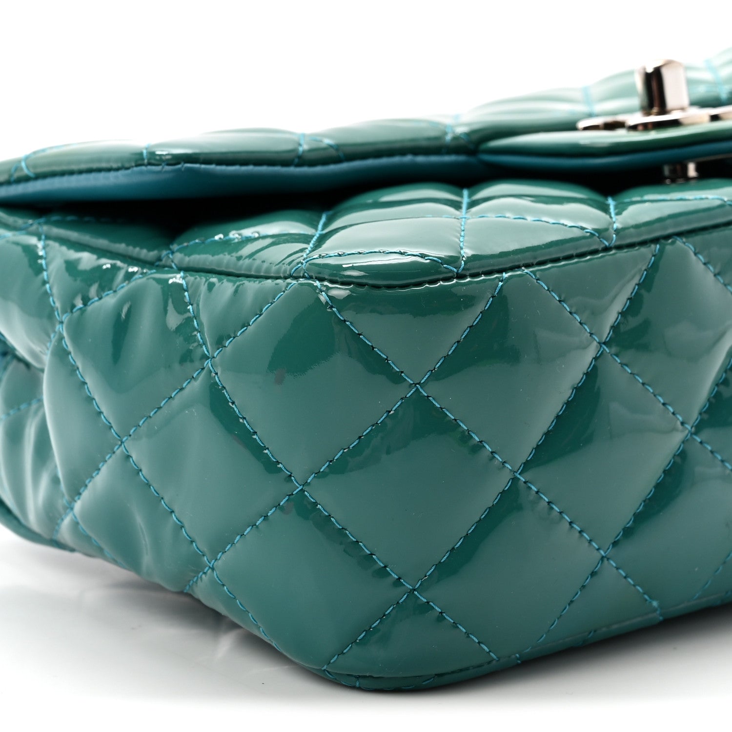 Chanel Patent Quilted Mini Rectangular Flap Turquoise 9 of 10
