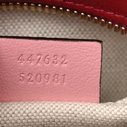 Gucci Azalea Calfskin Enamel Matelasse Diagonal Small Torchon GG Marmont Chain Shoulder Bag New Cherry Red Wild Rose 7 of 10