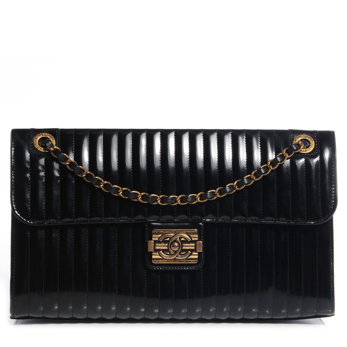 Leather Vertical Quilt Maharaja Express Flap Black
