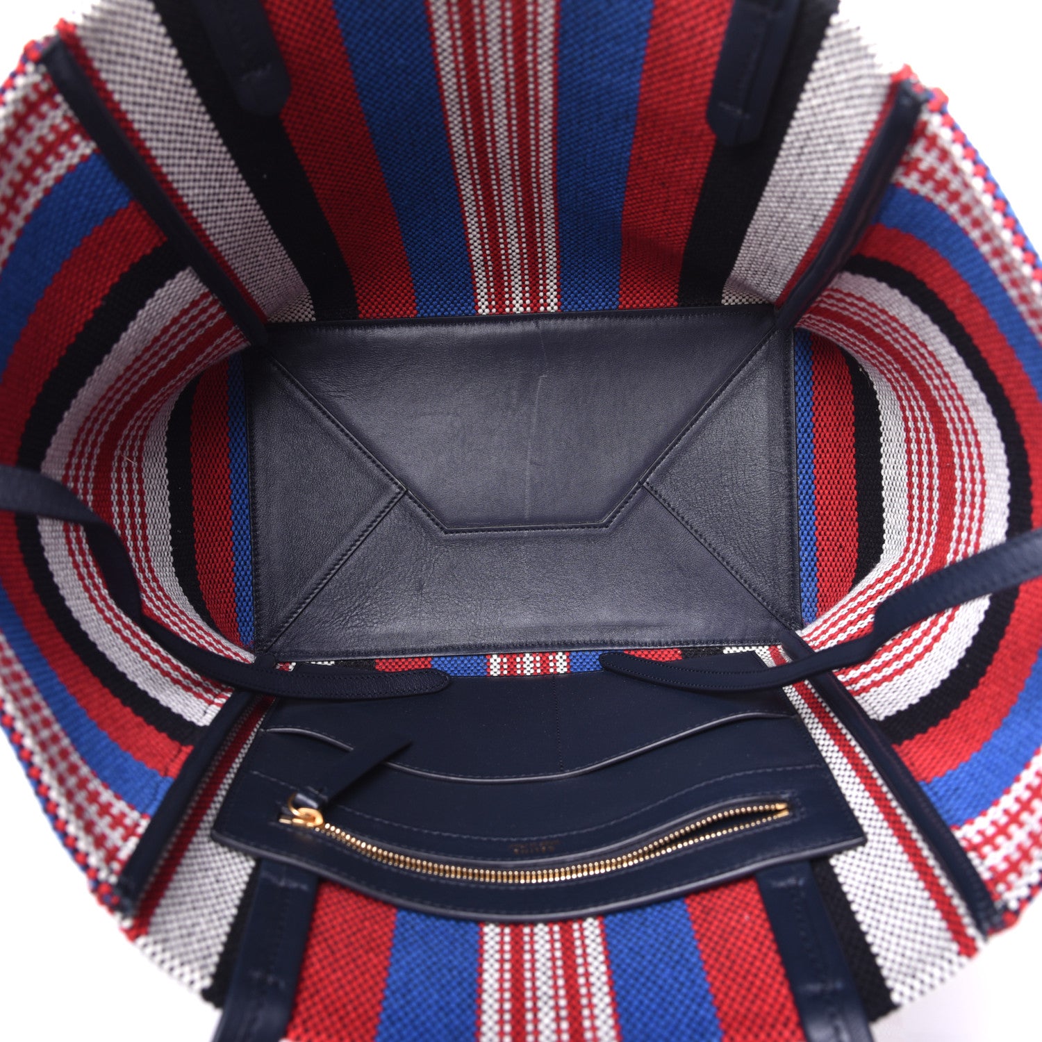Celine Textile Striped Small Horizontal Cabas Phantom Navy Blue 5 of 8