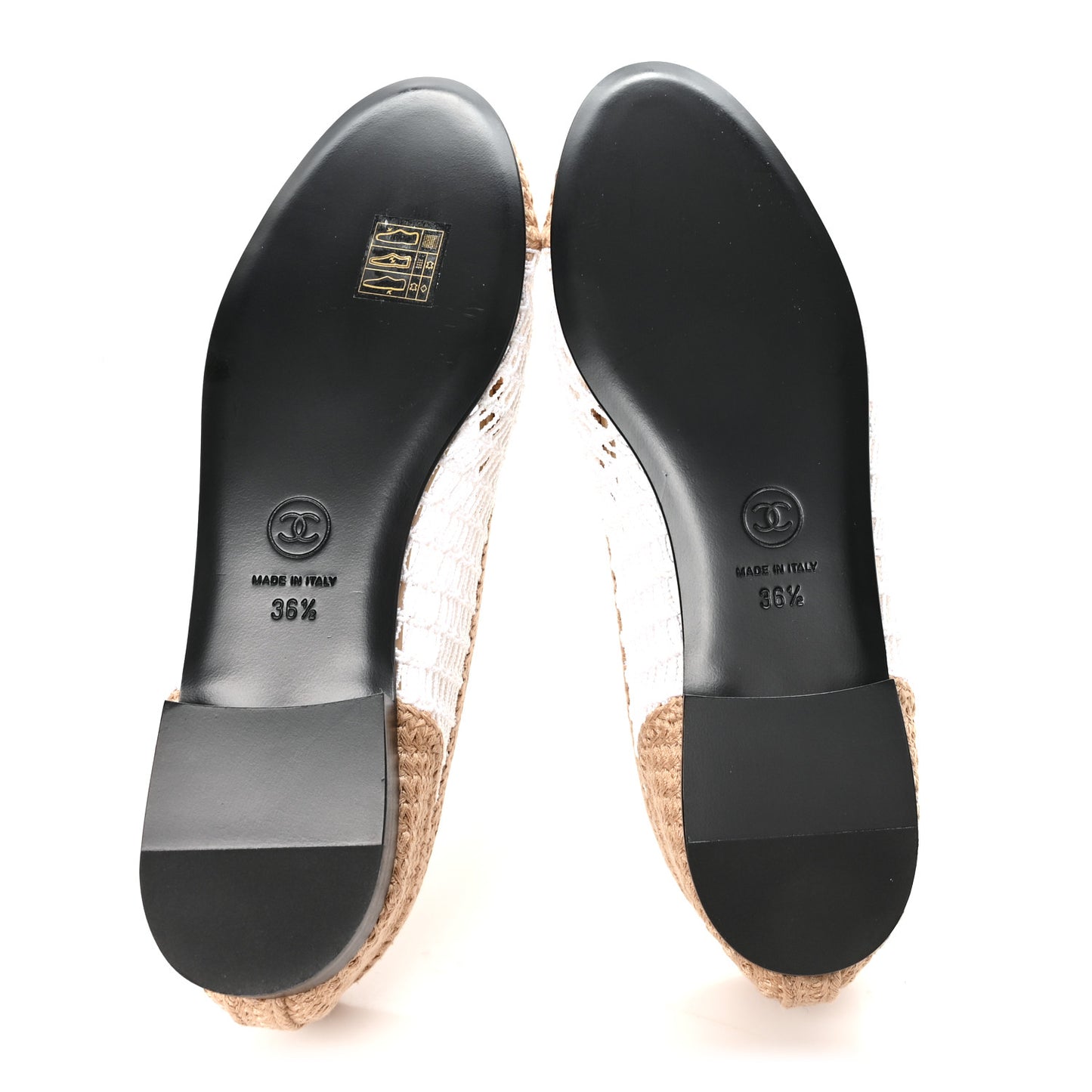 Raffia CC Cap Toe Ballerina Flats 36.5 White Beige