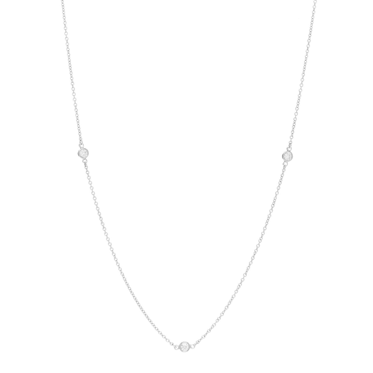 Tiffany Platinum Diamond .30ctw Elsa Peretti Diamonds by the Yard 5 Station Necklace 1 of 4