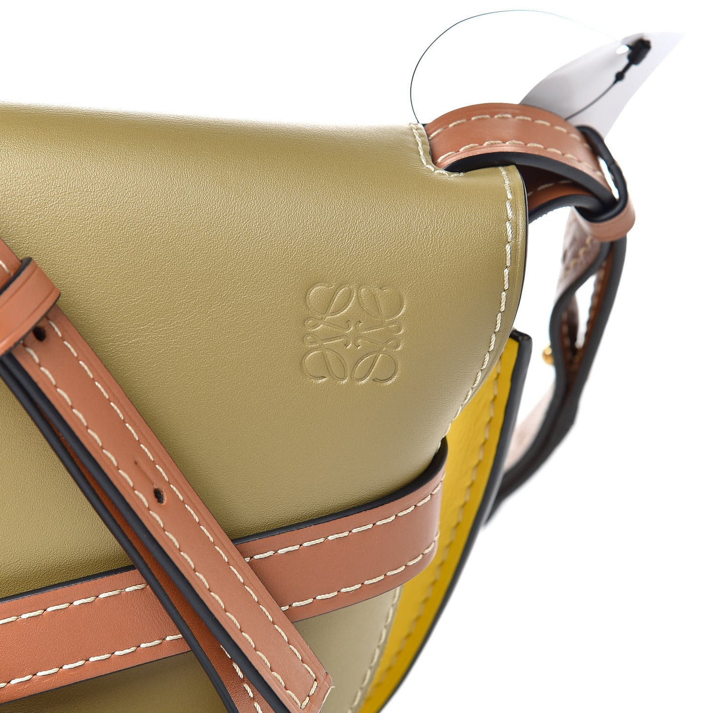 Calfskin Small Gate Crossbody Bag Mocca Yellow Pecan
