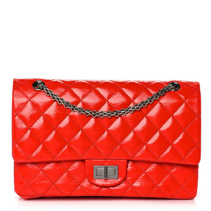 Chanel Distressed Patent Quilted 2.55 Reissue 227 Flap Red 1 of 14