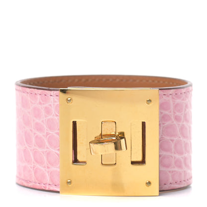 Hermes Matte Alligator Kelly Dog Bracelet T3 5P Pink 1 of 6