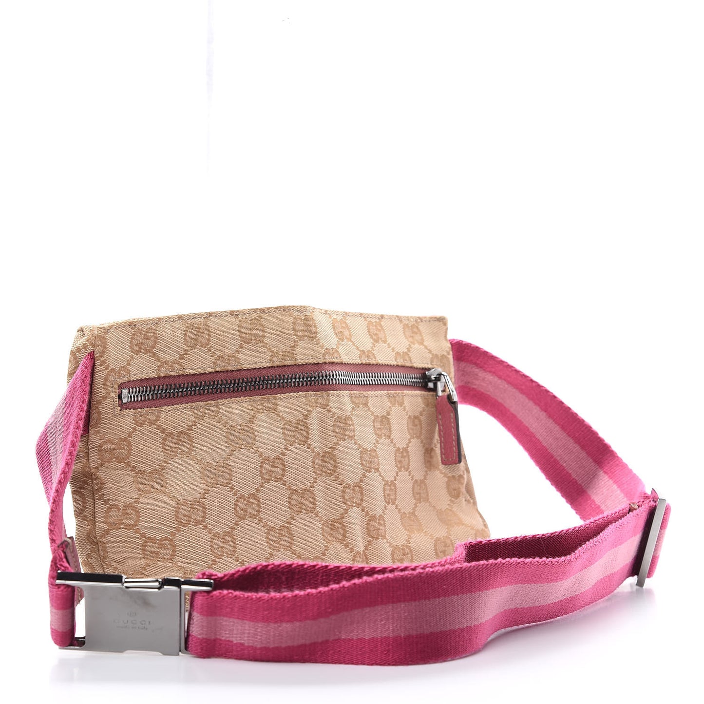 GG Monogram Web Double Pocket Belt Bag Pink