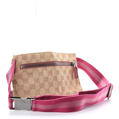 Gucci GG Monogram Web Double Pocket Belt Bag Pink 3 of 8