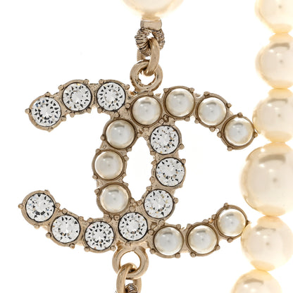 Chanel Pearl Baguette Crystal CC Long Necklace Gold 4 of 8