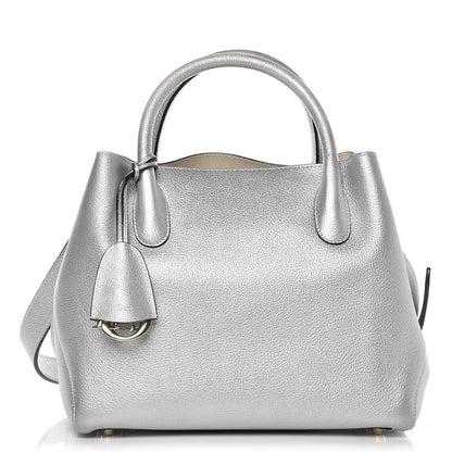 Christian Dior Metallic Supple Grained Calfskin Medium Open Bar Tote Silver 1 of 8