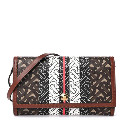 Burberry E-Canvas Monogram Stripe Hannah Wallet Bridle Brown 1 of 10