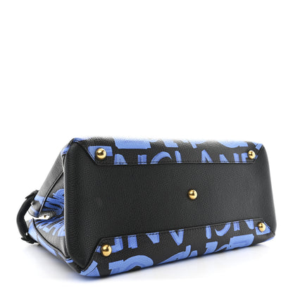 Burberry Grainy Calfskin Graffiti Print Medium Banner Tote Black 4 of 11
