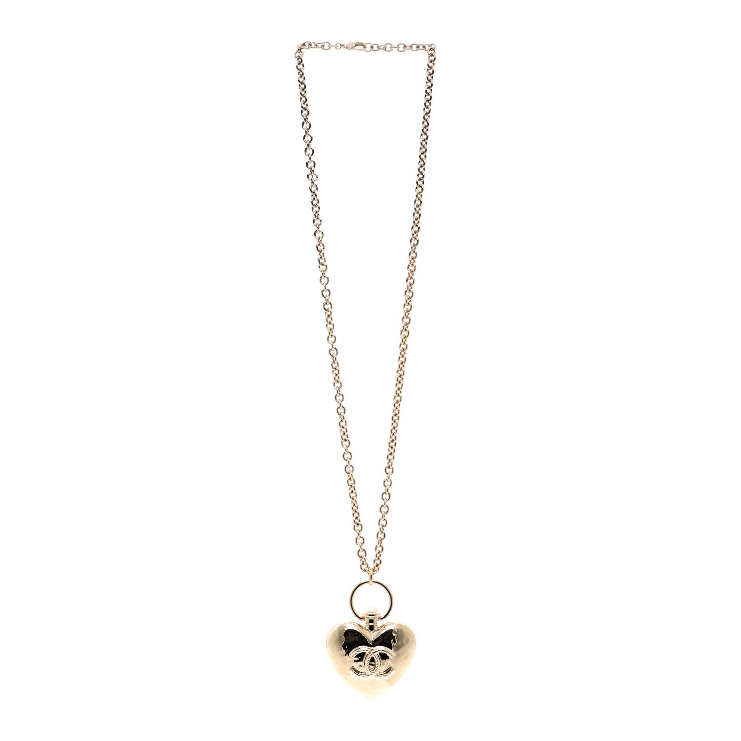 Chanel Metal CC Heart Locket Necklace Gold 3 of 6