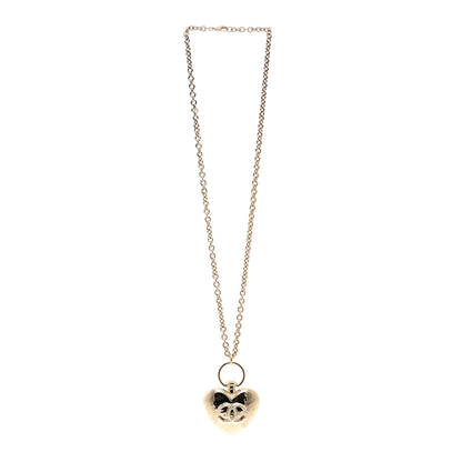 Chanel Metal CC Heart Locket Necklace Gold 3 of 6