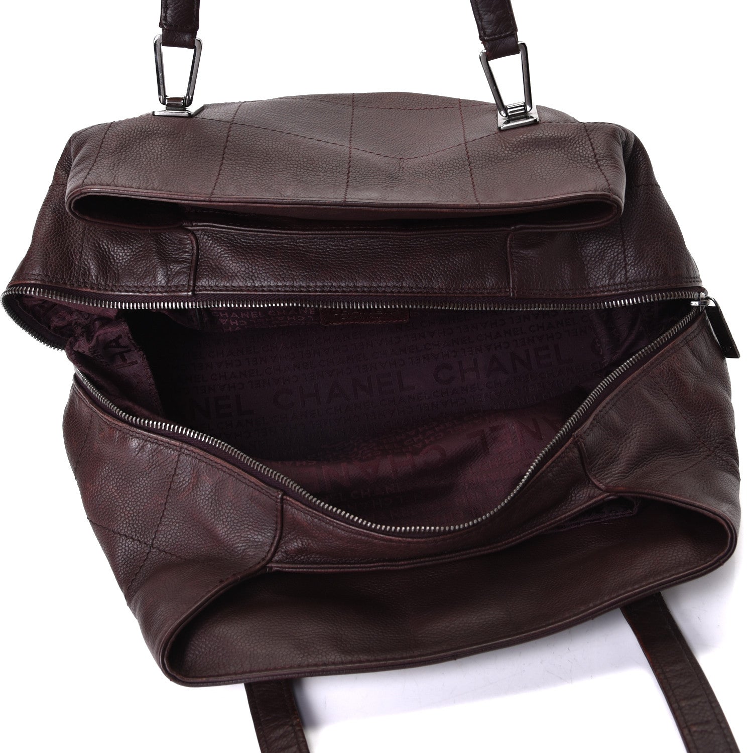 Chanel Caviar Square Stitched Tote Dark Brown 4 of 8