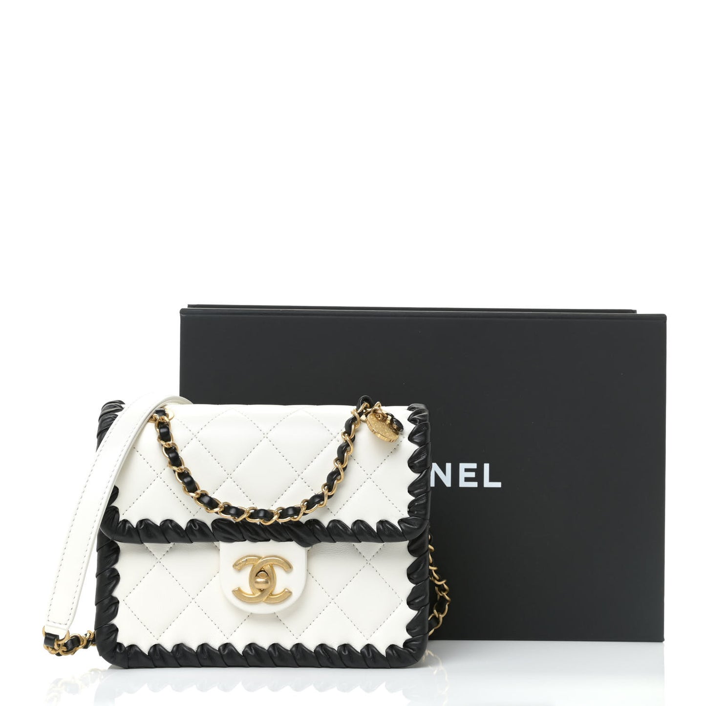 Braided Calfskin Mini My Own Frame Flap White