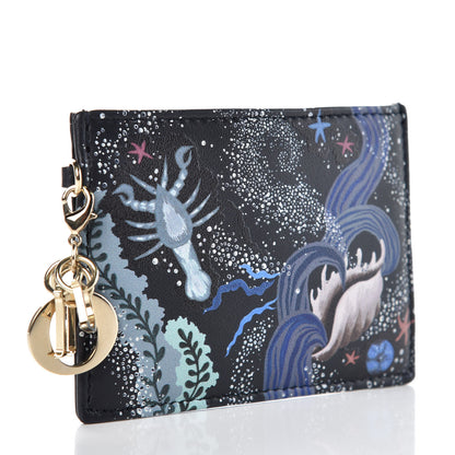 Christian Dior Calfskin Printed Nature Ballet Lady Dior Card Holder Blue 3 of 8