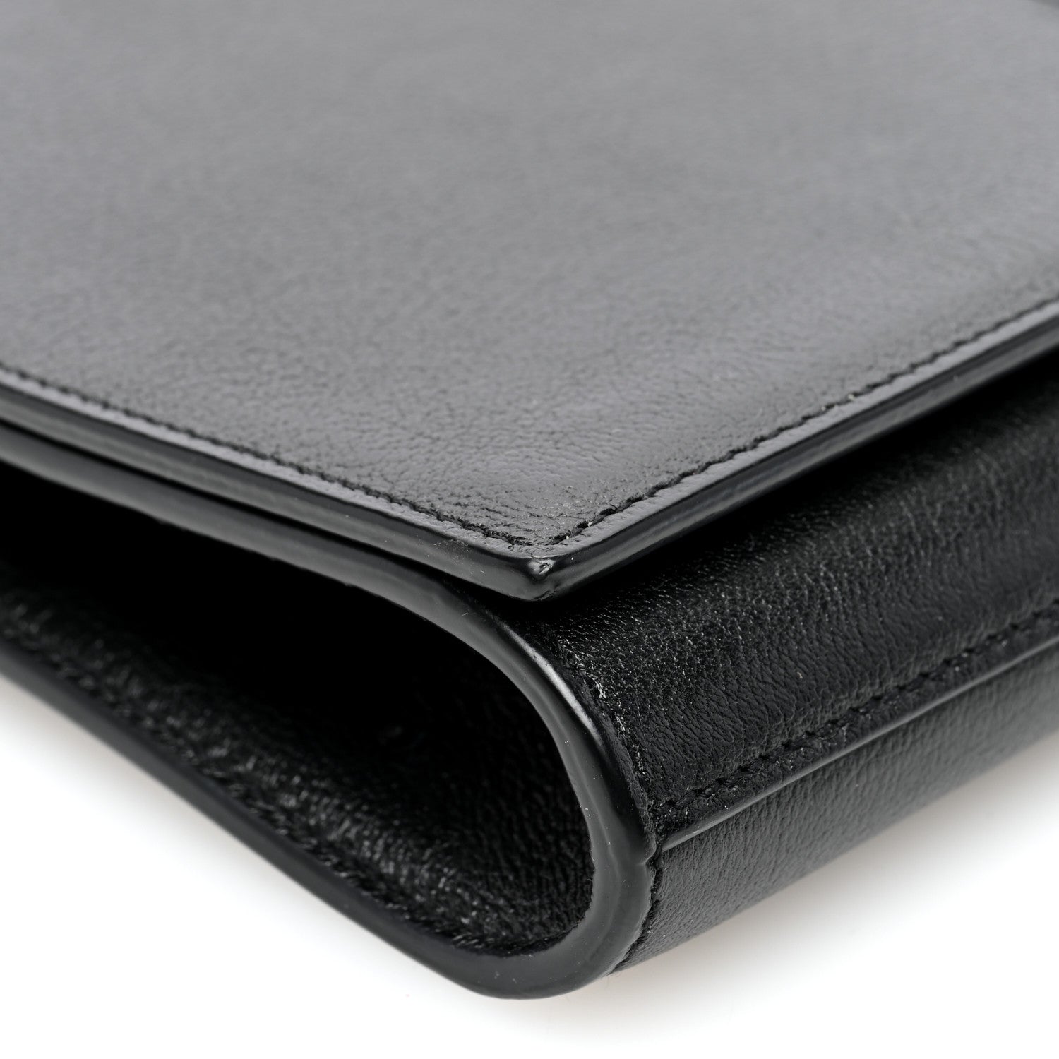 Saint Laurent Goatskin Monogram Large Belle De Jour Clutch Black 8 of 9