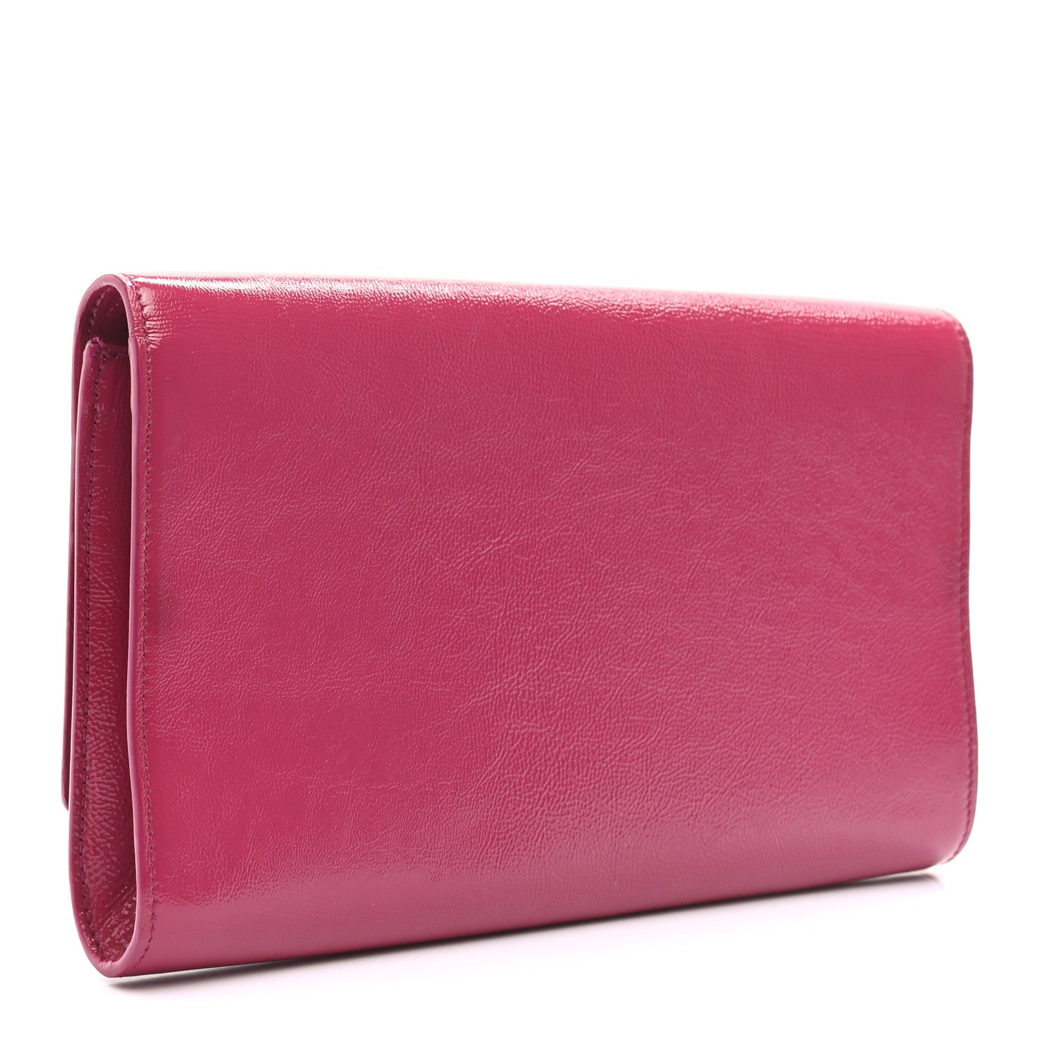 Saint Laurent Textured Patent Monogram Large Belle De Jour Clutch Fuchsia 3 of 8