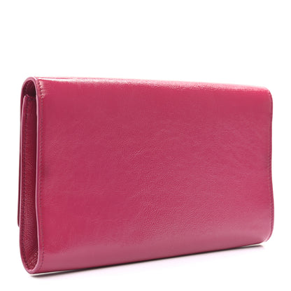 Saint Laurent Textured Patent Monogram Large Belle De Jour Clutch Fuchsia 3 of 8