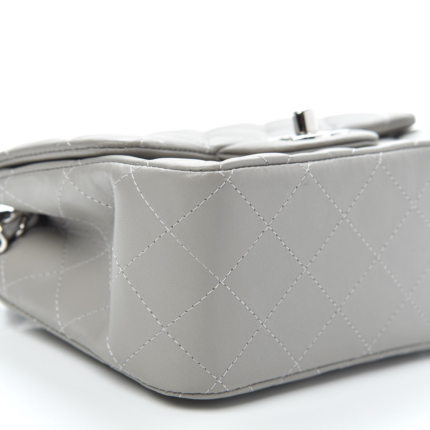 Chanel Lambskin Quilted Mini Square Flap Light Grey 8 of 10