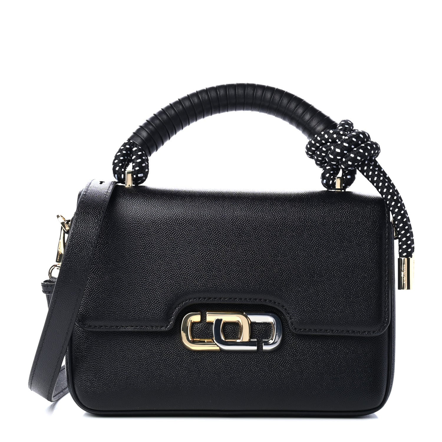 Marc Jacobs Textured Calfskin The J Link Shoulder Bag Black White 1 of 4