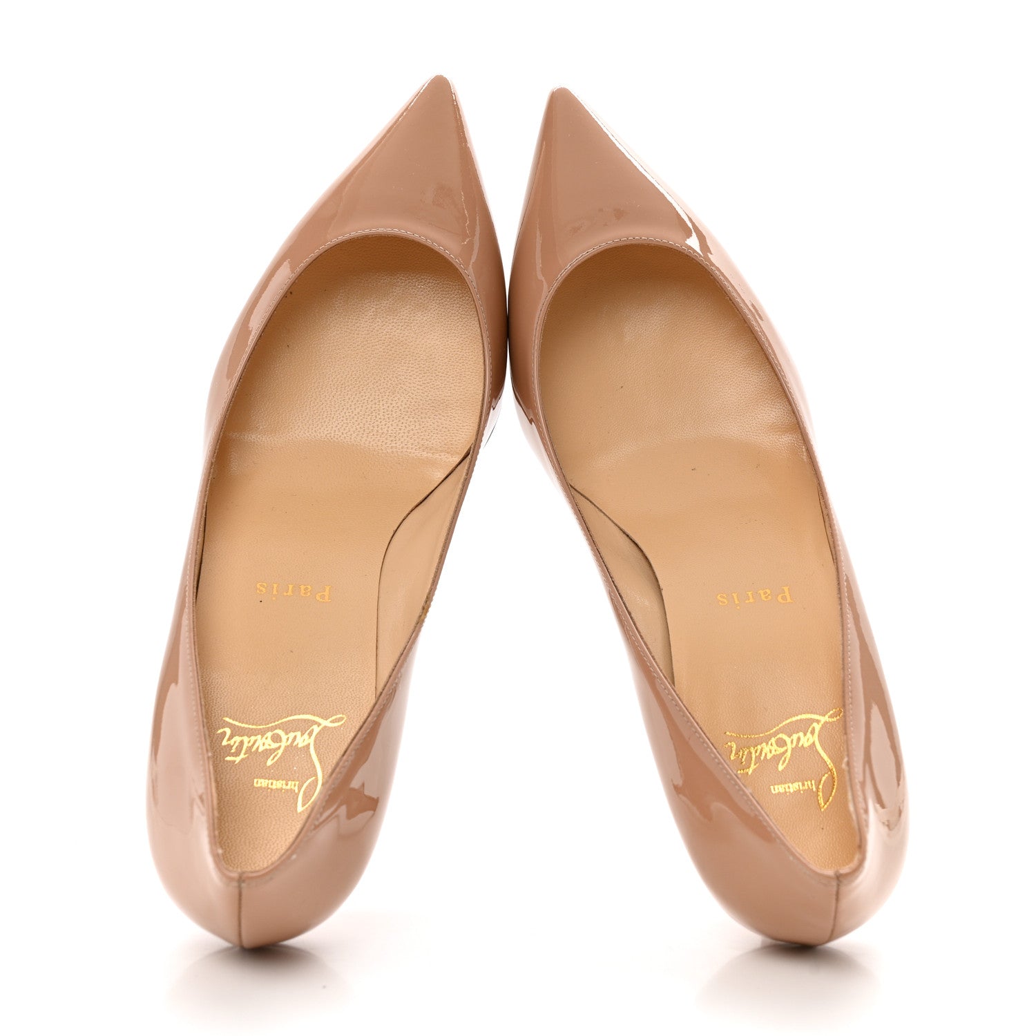 Christian Louboutin Patent Pigalle Follies 55 Pumps 37.5 Nude 2 of 11