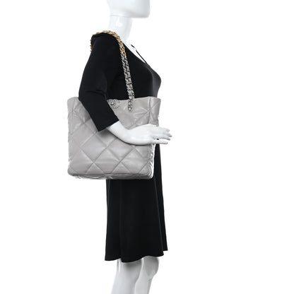 Chanel Lambskin Quilted Chanel 19 Shopping Bag Grey 2 of 11