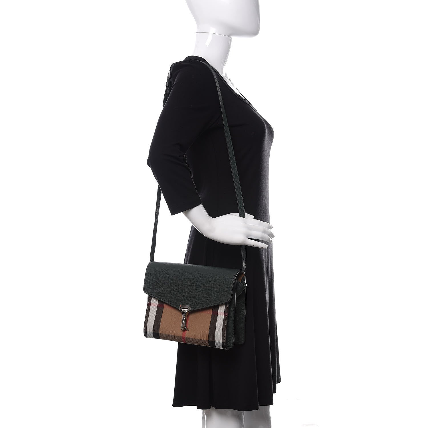 Burberry Derby Calfskin House Check Small Macken Crossbody Bag Dark Bottle Green 2 of 11